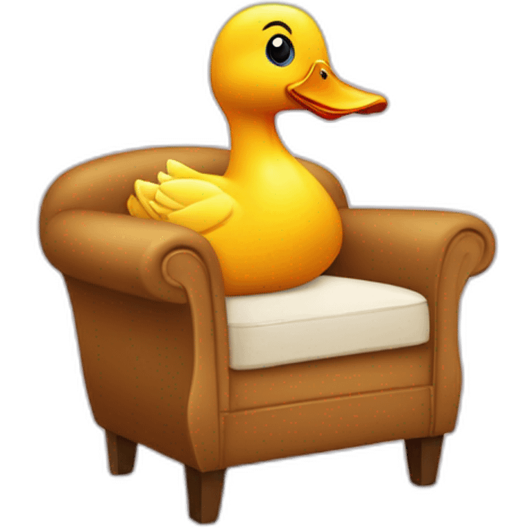 Canard sur un fauteuil avec tulipe dans le bec emoji