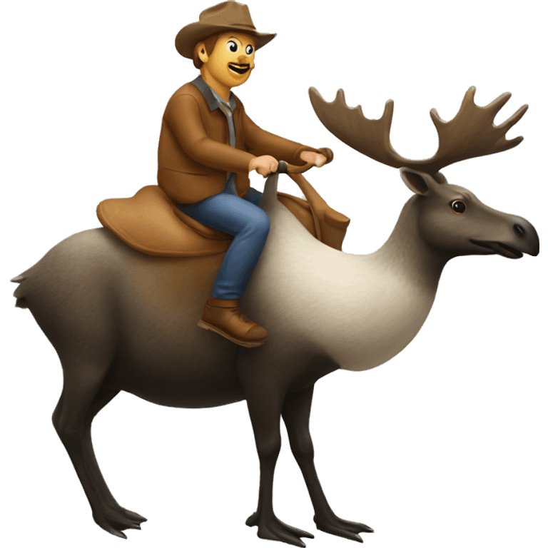 Goose riding a moose emoji