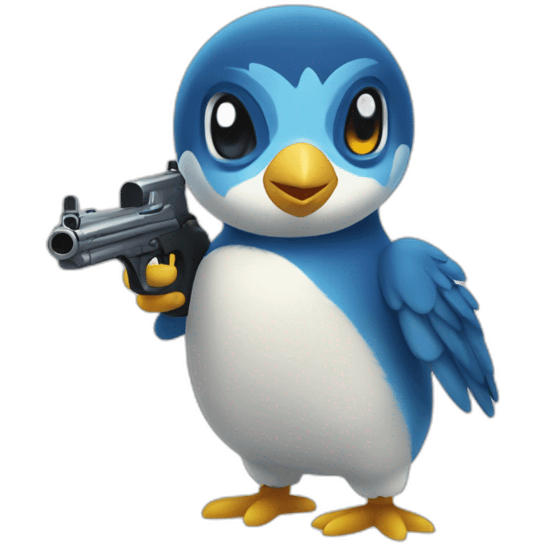 Piplup with gun emoji