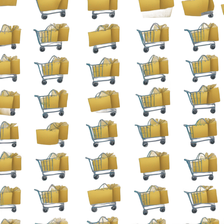 shopping cart full of gift bags emoji