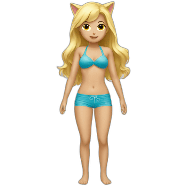 hot catgirl blonde swim suit emoji