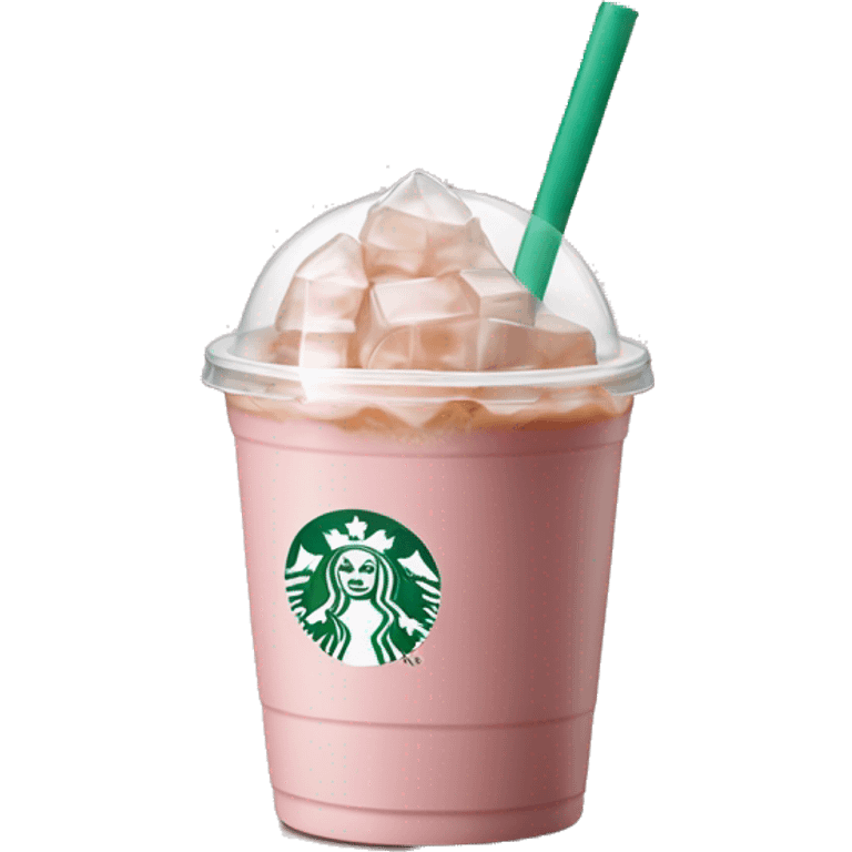 light pink starbucks ice coffee with ice cubes emoji