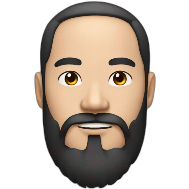 Chinese man with thick beard and short black wavy hair with thick eyebrows emoji