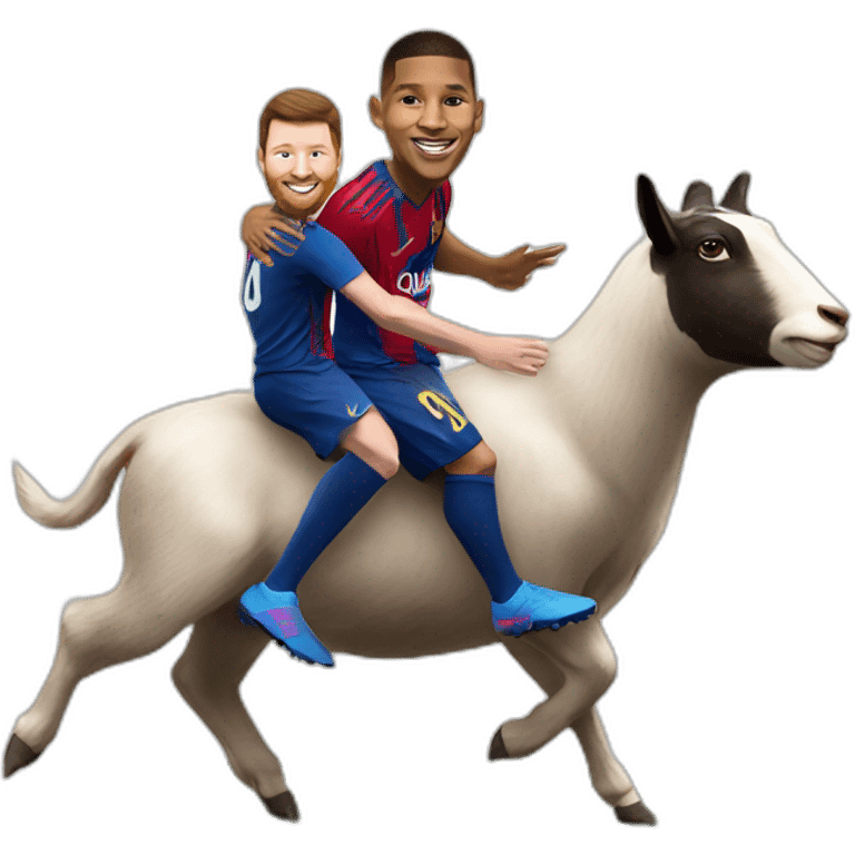 Mbappé and Messi ridding a goat emoji