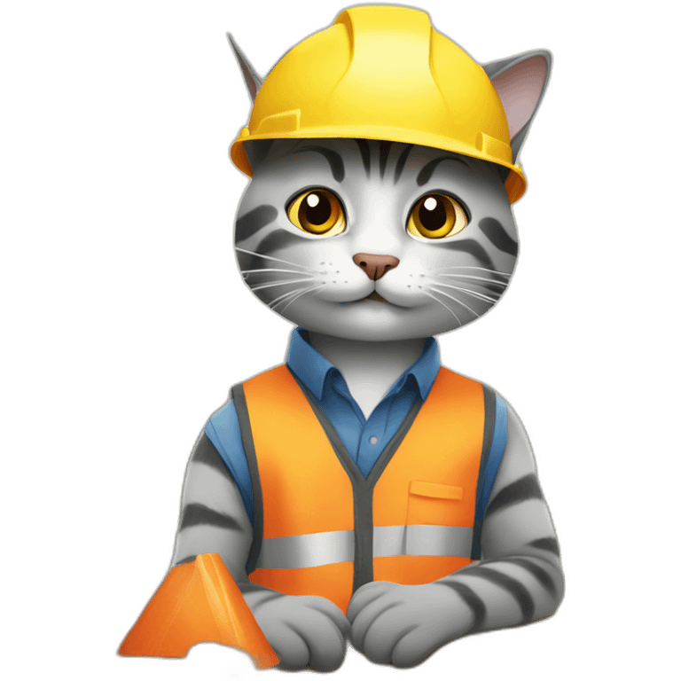 Cats working at a construction site emoji