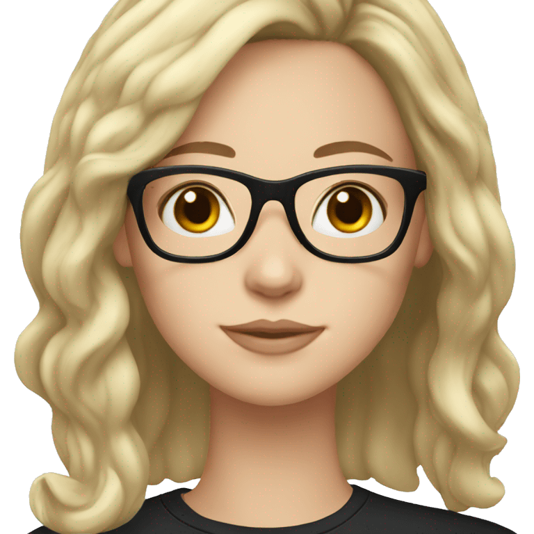 white girl with black shoulder-length hair and glasses emoji