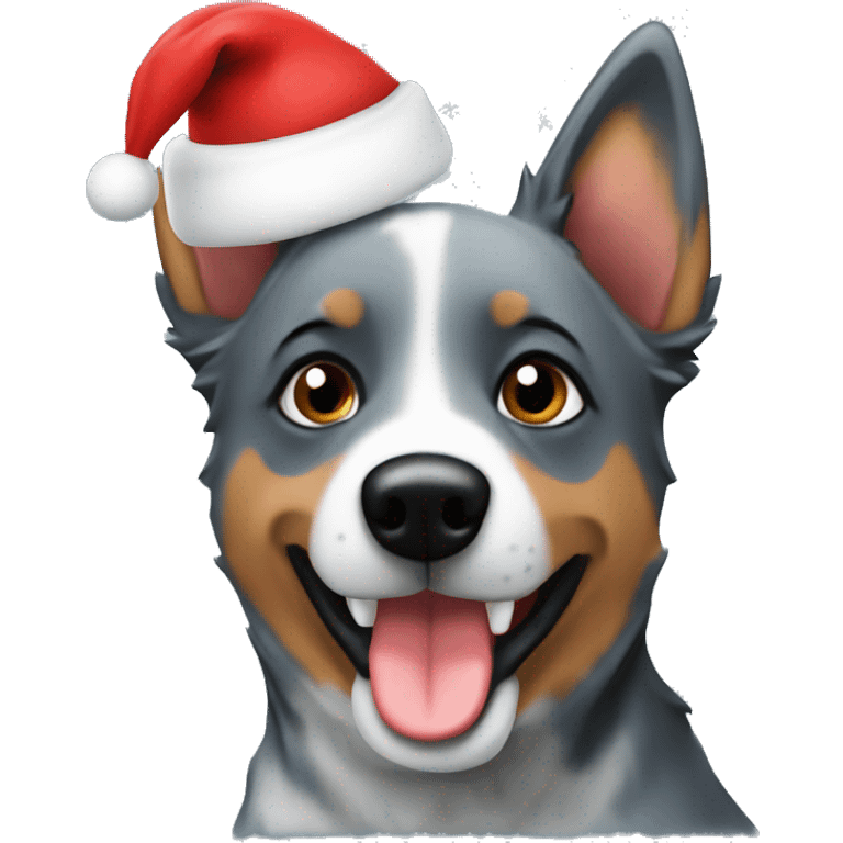 Blue heeler with Christmas hat  emoji