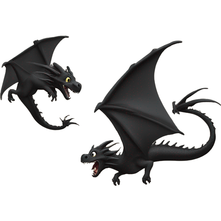 black dragons flying out of book emoji