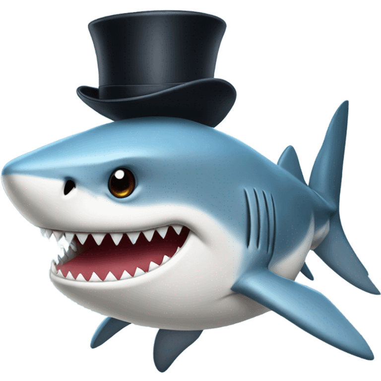 Shark with a top hat emoji