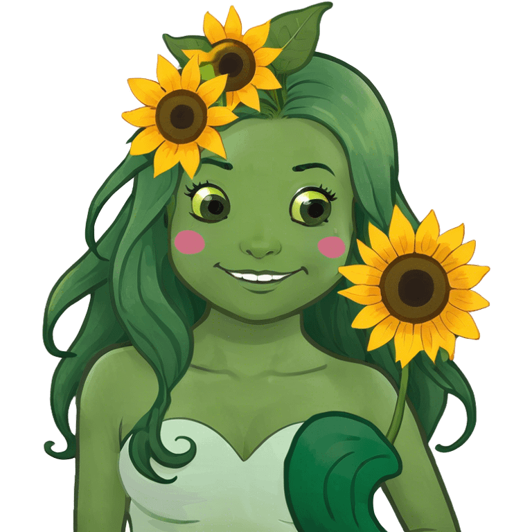 Mermaid with sunflower head emoji