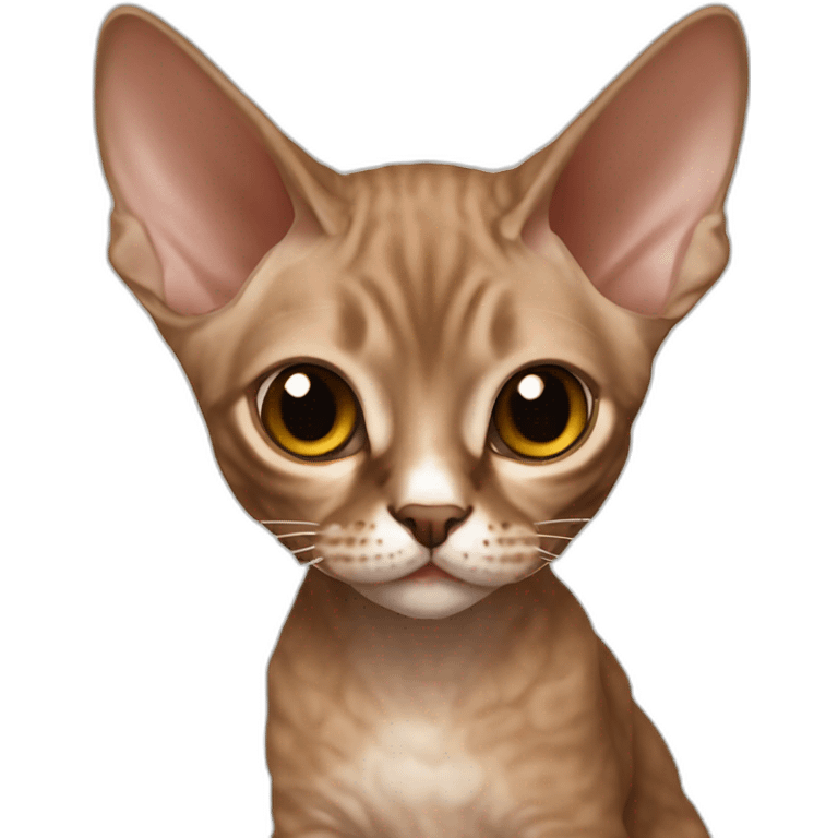 Brown devon Rex cat cute emoji