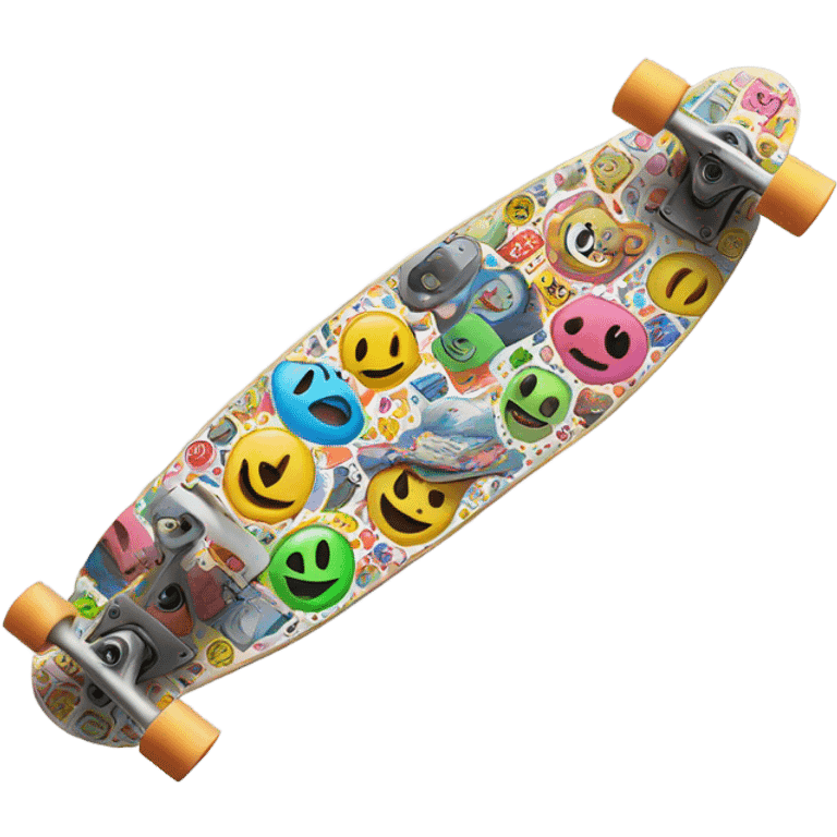 skateboard with stickers emoji