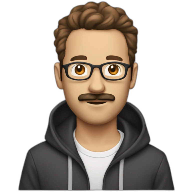 it nerd hoodie receding hairline and mustache and beard brown hair emoji