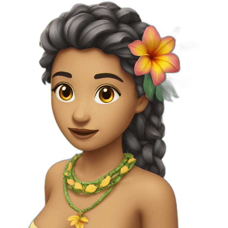 Soleil avec un collier tahitien emoji