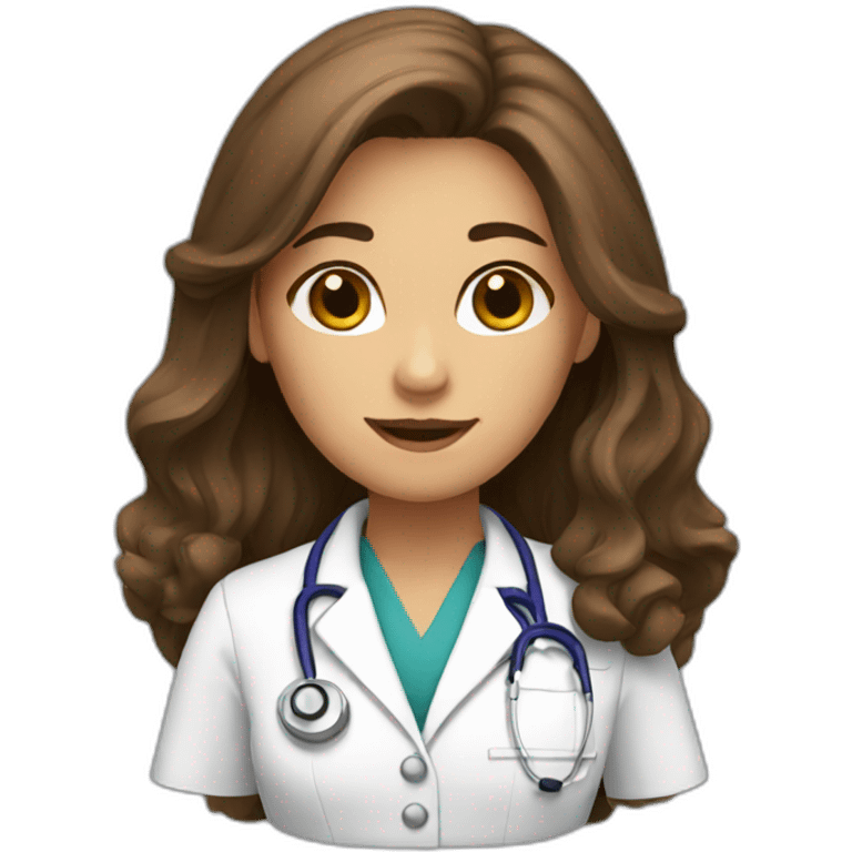 Female brown long hair Doctor emoji