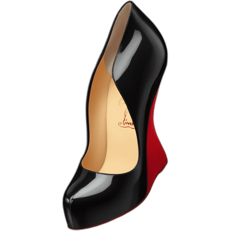 WEDGE heel LOUBOUTIN black leather PATENT emoji