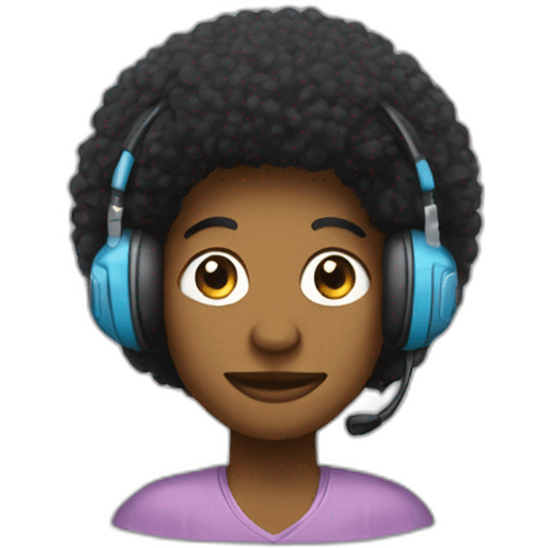 Un Afro (touffu)avec un casque  emoji