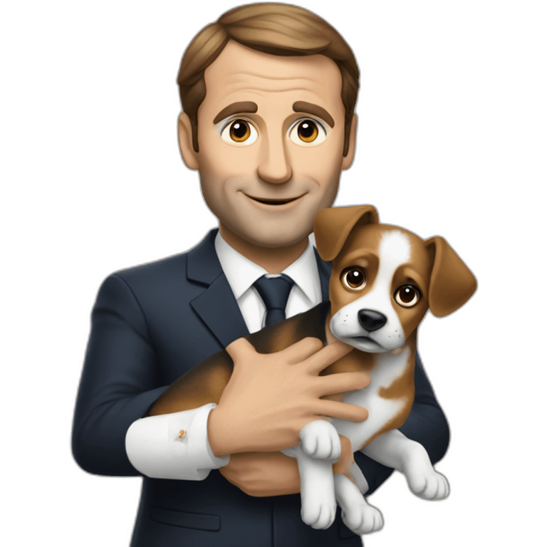 macron hold a dog emoji