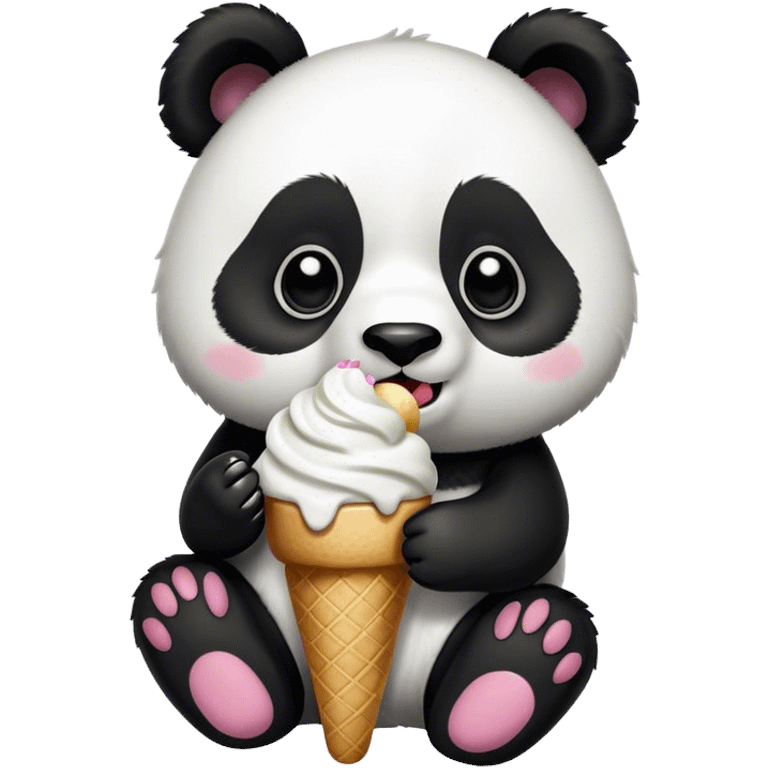 Panda eating ice cream emoji