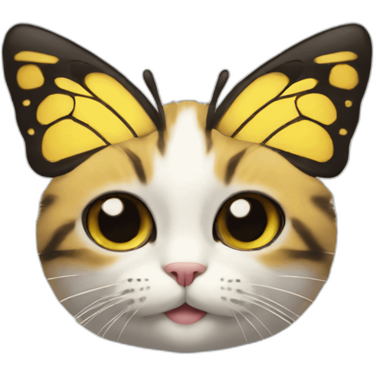 Butterfly with cat head emoji