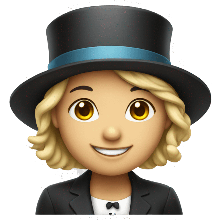 smiling girl in top hat emoji