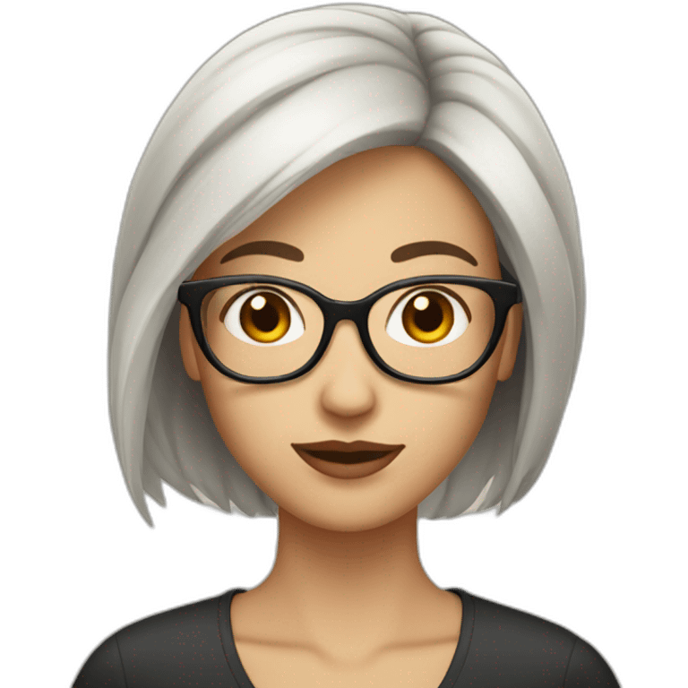 White Woman with glasses, smooth hair to the shoulders and a mole on the right cheek near the mouth emoji