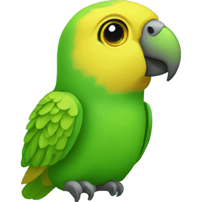 Green parrot with yellow face emoji