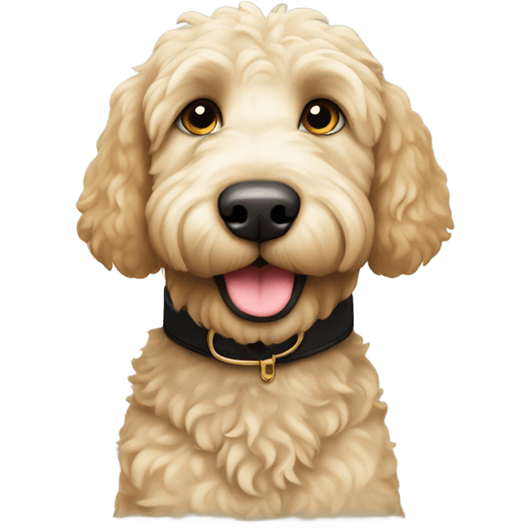 White/Golden giant labradoodle with black collar emoji