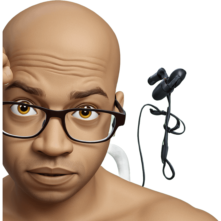 bald man with glasses portrait emoji