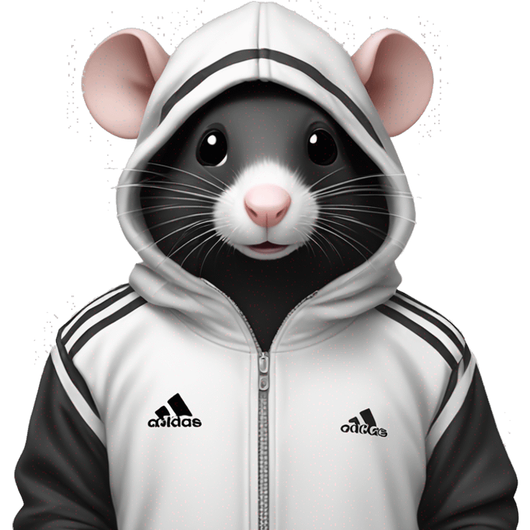 Black and white rat with adidas track suit emoji