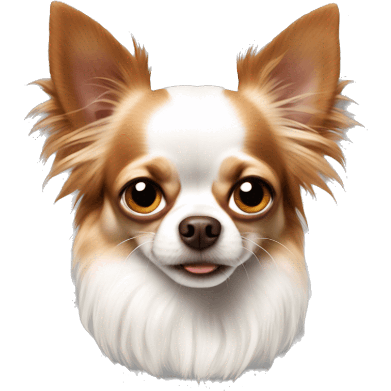 Long haired chihuahua white with reddish brown angry emoji