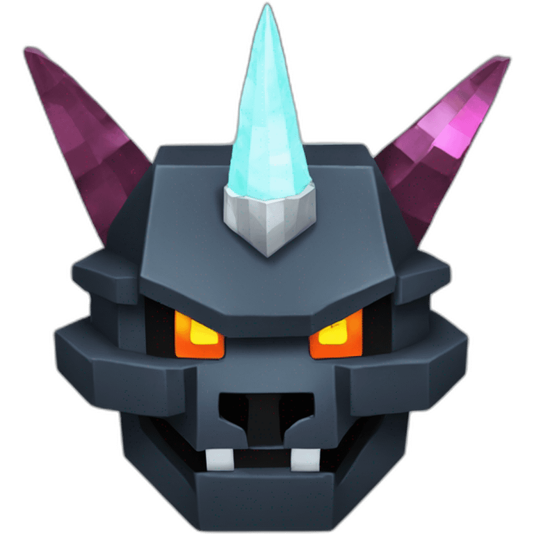 Minecraft Black Godzilla Head With Diamond Unicorn Horn and Lazer Eyes emoji