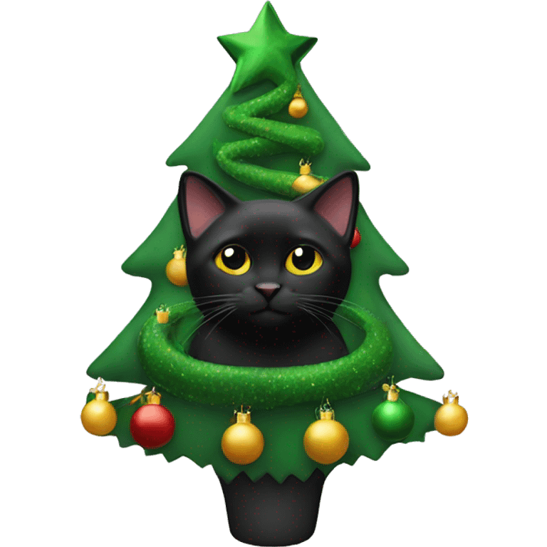 Black cat Christmas tree emoji