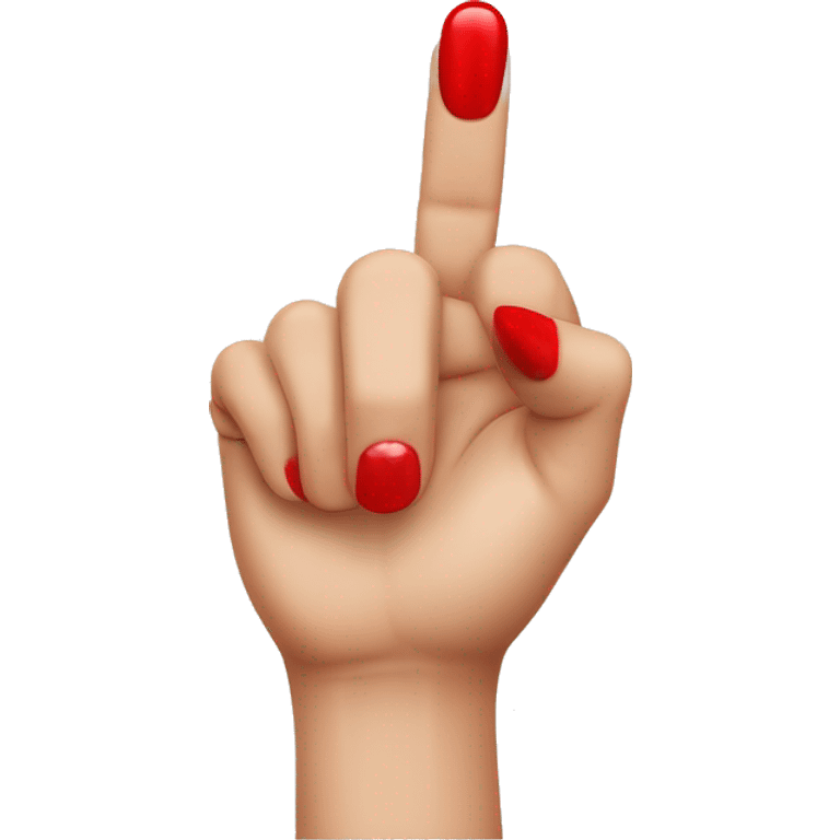 woman hand pointing index finger, red nail varnish. back of the hand visible emoji