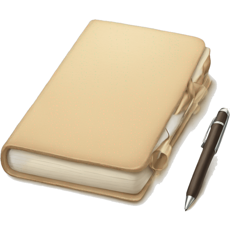 beautiful beige diary with pen emoji