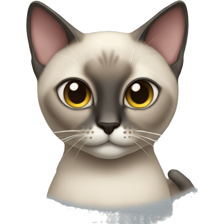 Siamese cat playing with a British gray cat emoji