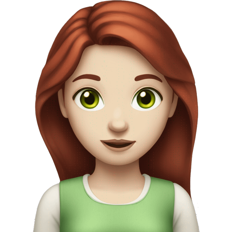 girl, dark red hair, green eyes, pale skin emoji