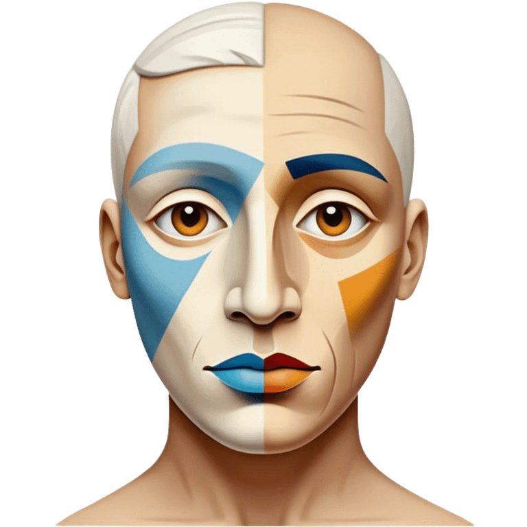 Cinematic Realistic Picasso Pop Culture Emoji, depicted with a creative, abstract representation inspired by the legendary artist rendered with bold textures and dynamic, artistic lighting. emoji