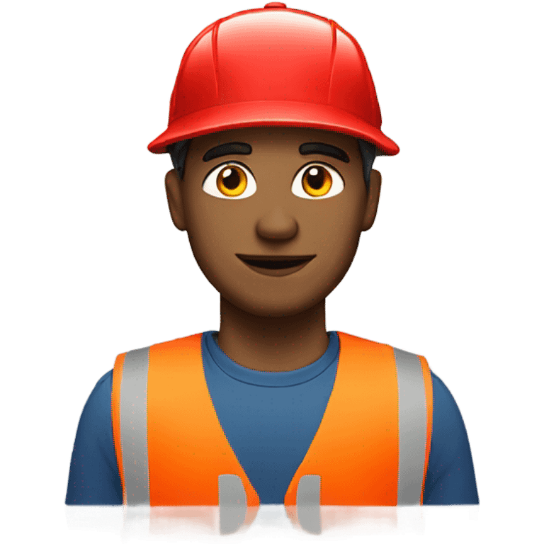 Man wearing a red cap and reflective vest emoji