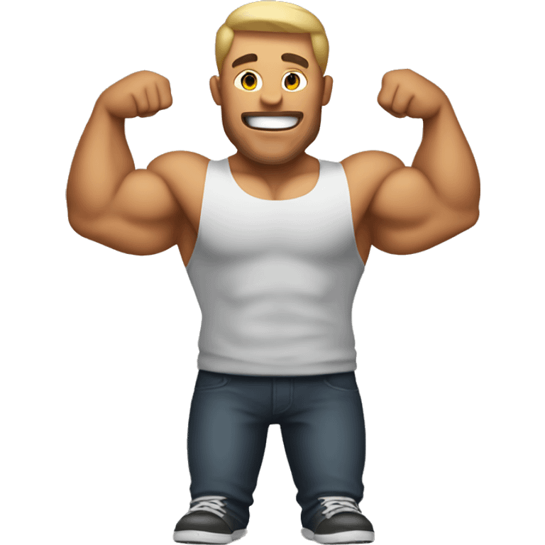 A guy with big muscular arms emoji