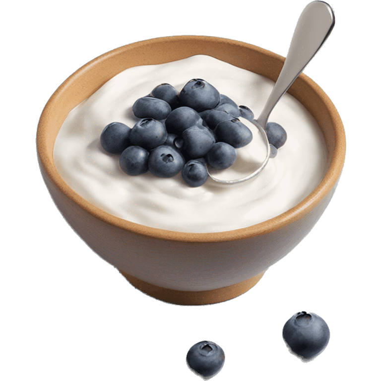 greek yogurt in a bowl with blueberries and chia seeds on top emoji