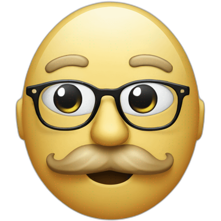 Disguised face thinking emoji. Has a mustache and a round glasses emoji