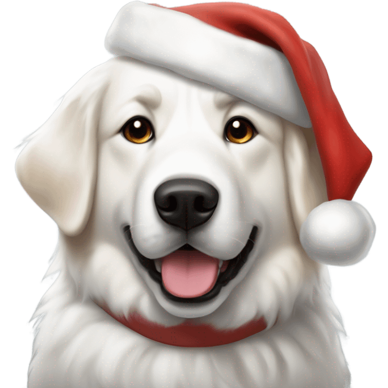 Great Pyrenees Dog with tan spots with Santa Hat emoji