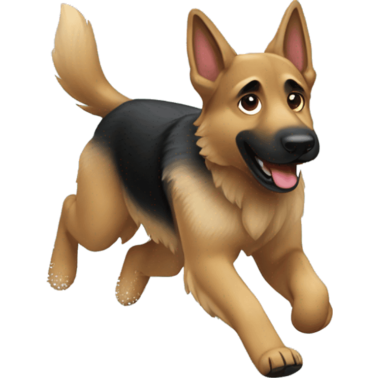 German Shepard running around in snow emoji