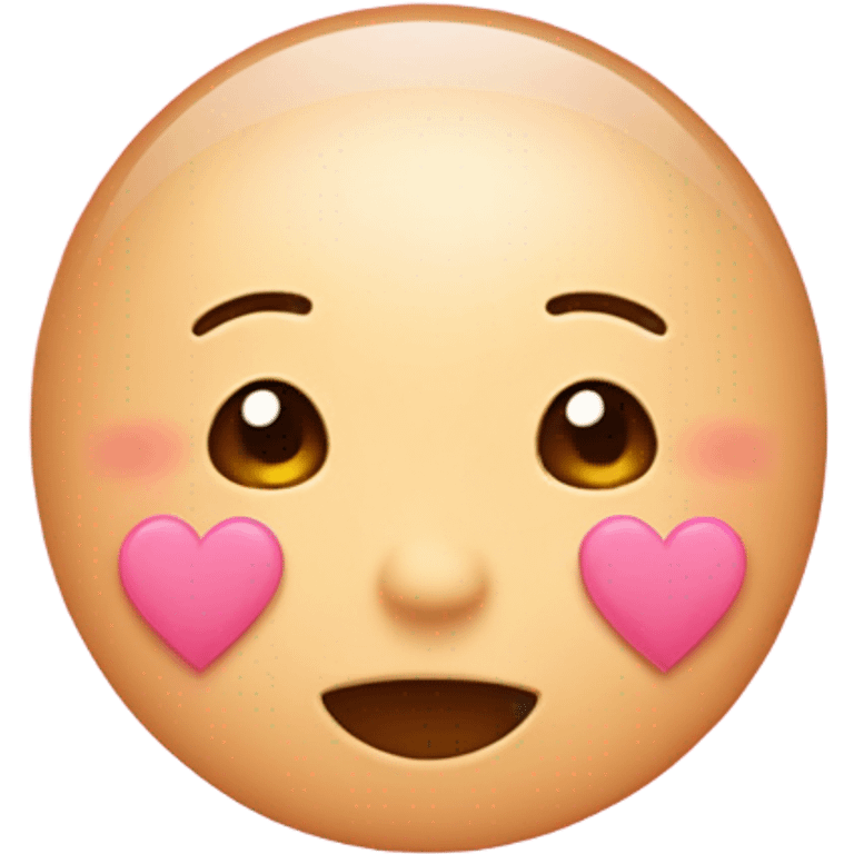 Blushing emoji with pink hearts emoji