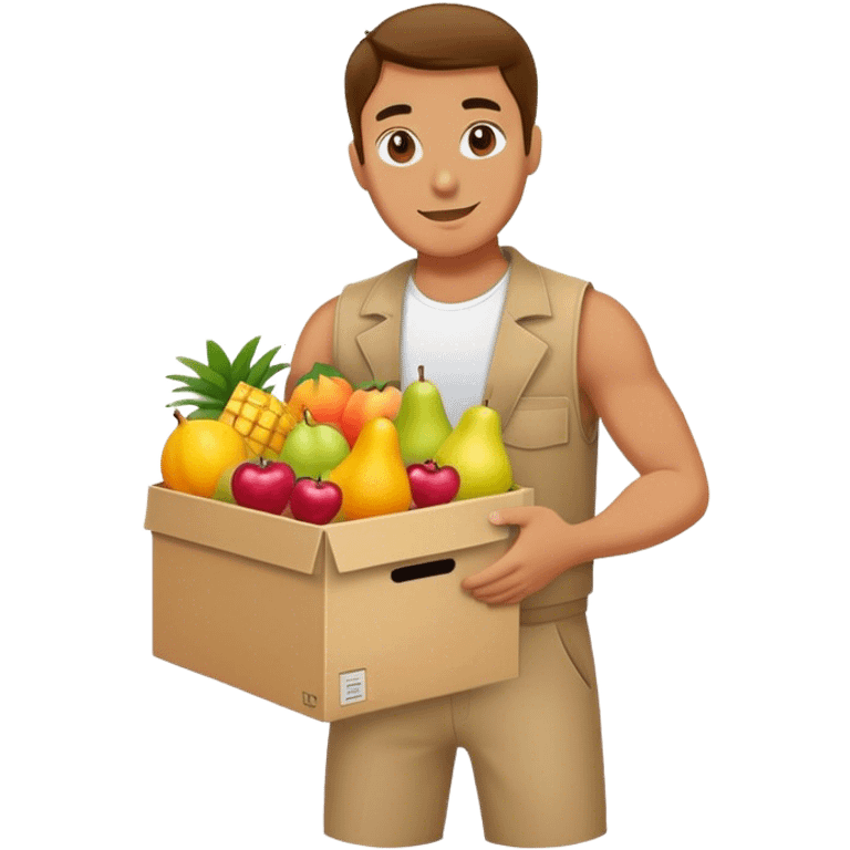 full body man with a box full of fruits emoji