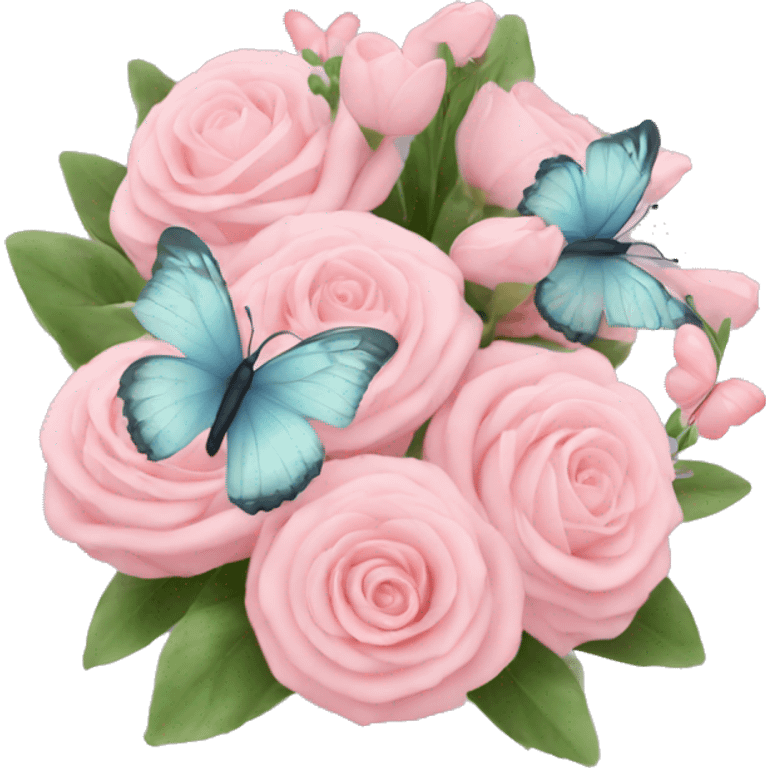 pastel pink bouquet with butterflies emoji