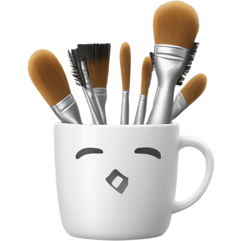 Realistic hair brushes in a white cup holder emoji