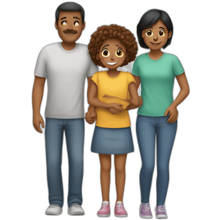 A girl hugs her parents emoji