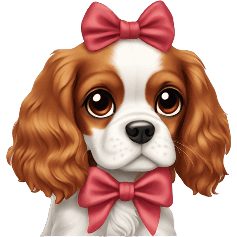 Cavalier King Charles spaniel puppy with a bow ￼ emoji